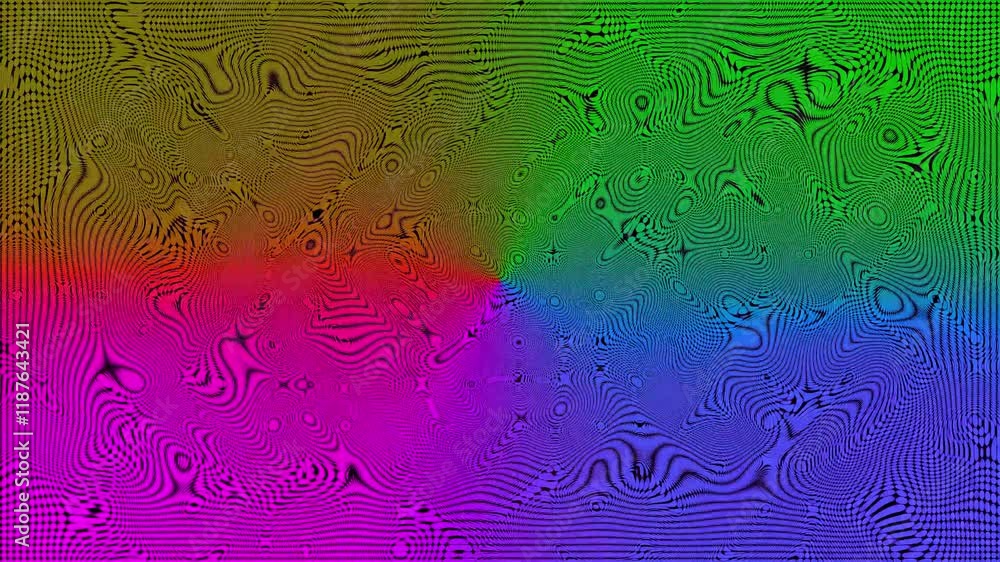 Poster dark abstract background with blurred magic neon light curved lines. halftone twisted grunge pattern