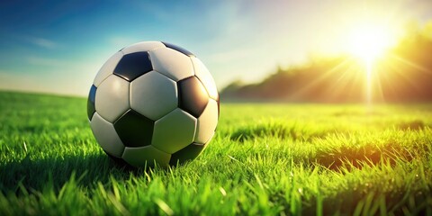 Minimalist Soccer Ball on Grass Field AI Photo