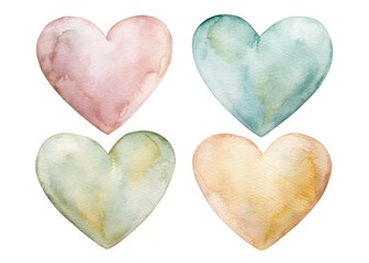 Obraz premium Minimalist Watercolor Hearts Clipart Set - AI Photo