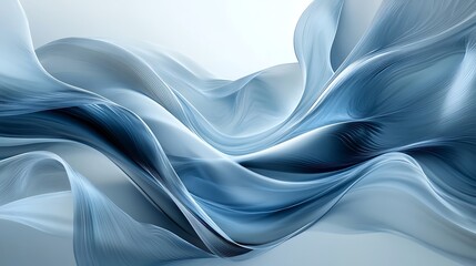 Obraz premium Dynamic fluid motion abstract art modern design blue tones digital aerial view