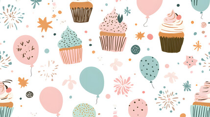 Luxurious and playful birthday celebration scenes and card