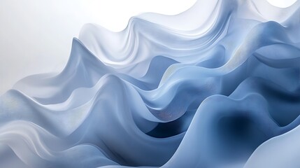 Fototapeta premium Dynamic fluid motion abstract digital art light blue waves modern design