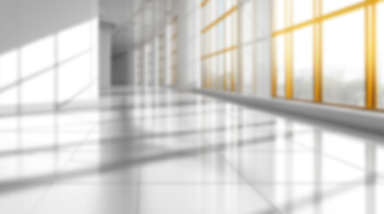 Fototapeta premium Bright Empty Hallway, Bright empty hallway with large windows.