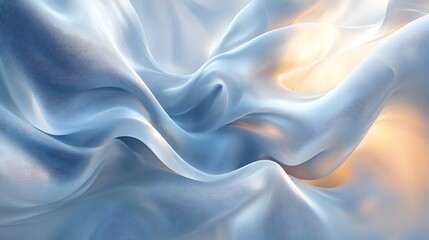 Obraz premium Flowing blue fabric texture soft lighting abstract background close-up