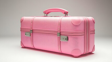 Showcasing stylish pink suitcase and travel accessories in minimalist style