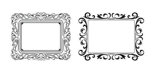 Elegant decorative frame vector icon, outline, silhouette, illustration, isolated on white background