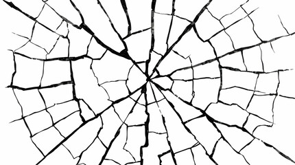 Obraz premium Radial crack pattern on white background