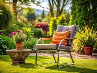 Fototapeta premium Modern Outdoor Garden Chair, Breakout Area, Photography
