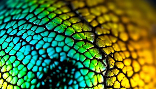 a close up of a green and yellow snake skin