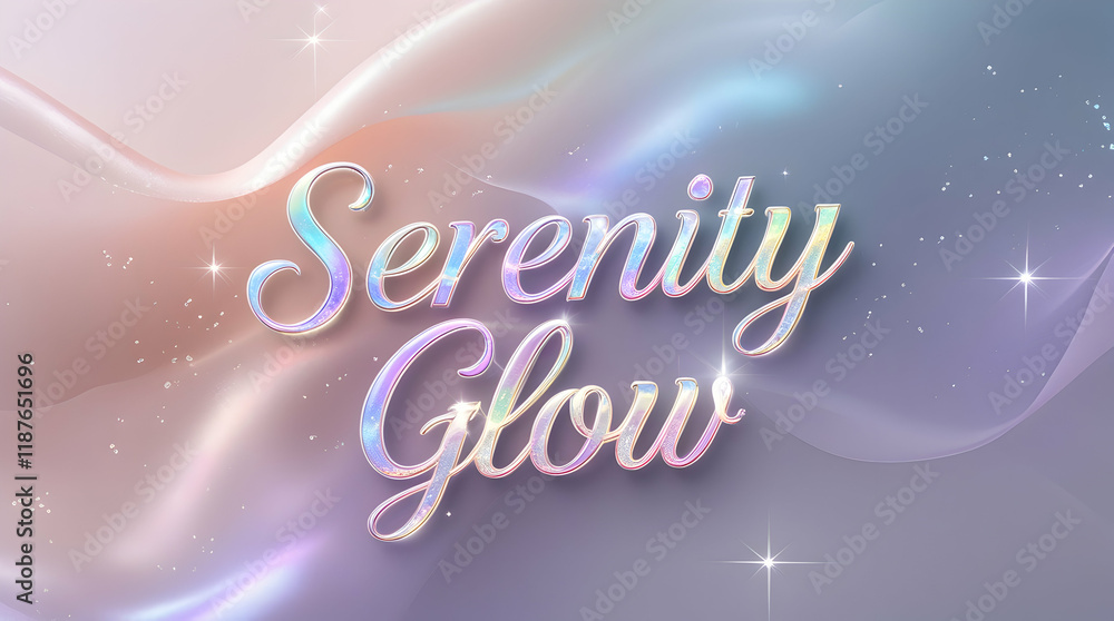 Fototapete serenity glow text on a colorful abstract background with sparkling accents for use as a design elem
