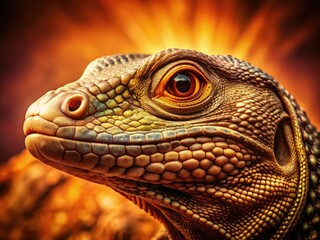 Fototapeta premium Monitor Lizard Portrait - Pop Surrealism Vintage Photography