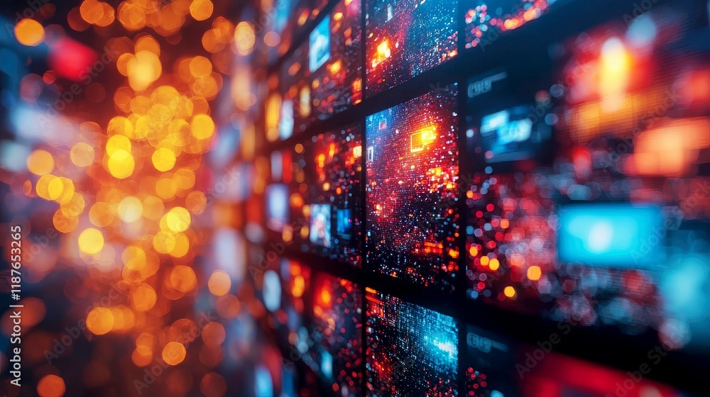 Poster abstract digital data stream: futuristic technology network visualization. a mesmerizing display of 