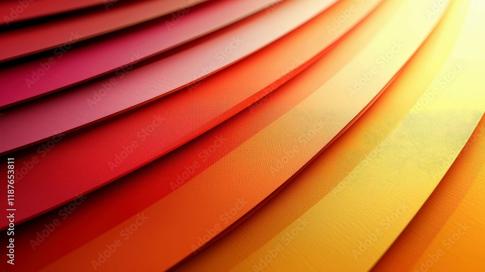Poster Abstract Red Orange Yellow Gradient Texture Background: Vibrant Curved Lines Pattern Design