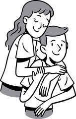 Line Art Illustration of a Couple in Love, Romance Coloring Page