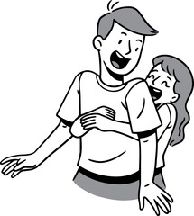 Line Art Illustration of a Couple in Love, Romance Coloring Page