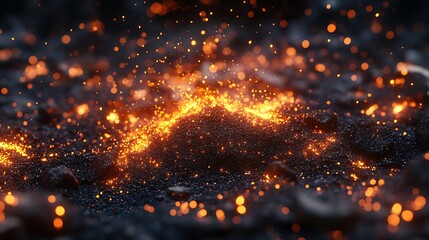 Naklejka premium Glowing Embers and Sparks Create a Fiery Scene