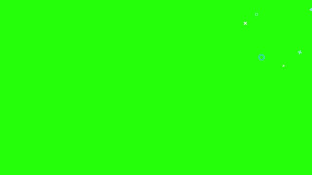 Snapshot of the curve plane. Twinkling vector curves. Twinkling fireworks. with a green screen background. 4k
