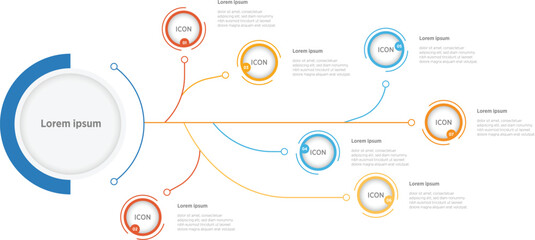 7 Modern colors of success Infographic Template for business direction, marketing strategy, diagram, data, growth, arrow teamwork skill management timeline, for presentation report and progress