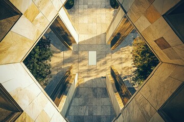 Geometric Building Architecture With Greenery