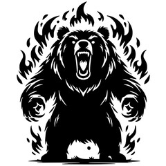 Angry bear silhouette