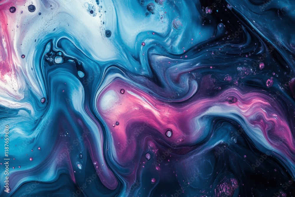 Poster swirling bacteria and microbes create vivid colors in dynamic liquid environment. generative ai