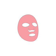Pink facial mask vector illustration. Anti-aging nourishing facial sheet mask.