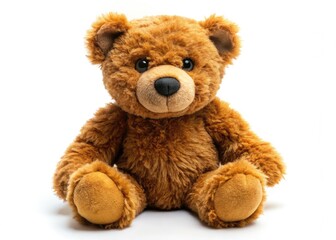 Obraz premium Panoramic Brown Bear Soft Toy White Background Isolated