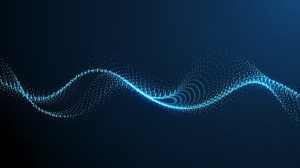 Abstract blue wave particles, digital technology background