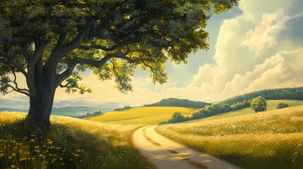 Landstrasse. Windshadow. Illustration - obrazy, fototapety, plakaty