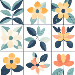 Creative 2D Doodle Floral Illustrations for wallpaper, card, tile