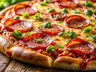 Panoramic Pizza with Salami and Cheese - AI Photo