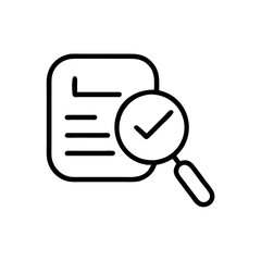 Document with magnifying glass and checkmark, verification icon