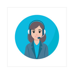 Call Center Woman Vector Illustration, Flat Design Character