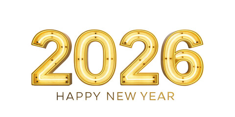 Happy New Year 2026 3d rendering Text Effect banner or poster card design