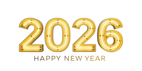 Happy New Year 2026 3d rendering Text Effect banner or poster card design