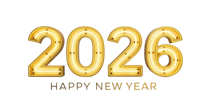 Happy New Year 2026 3d rendering Text Effect banner or poster card design - Powered by Adobe