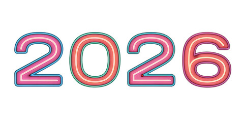 Happy New Year 2026 3d rendering Text Effect banner or poster card design