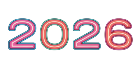 Happy New Year 2026 3d rendering Text Effect banner or poster card design