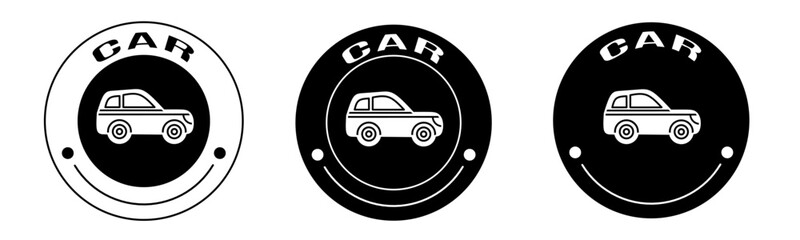 Black and white illustration of car icon in flat. Stock vector.