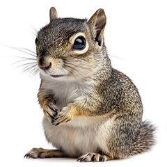 Obraz premium Cute squirrel posing, wildlife photography, white background, nature