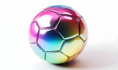 Fototapeta premium Iridescent soccer ball on white background.