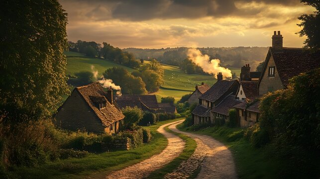 Picturesque English Countryside Village