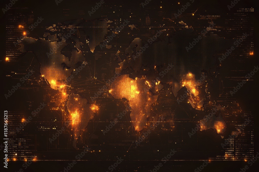 Aufkleber Global map highlighting regions affected by viral outbreaks and their spread patterns across countries. Generative AI
