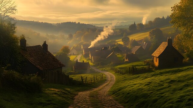Picturesque English Countryside Village