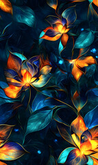 Creative Seamless Pattern 2D Doodle Floral Illustrations for wallpaper, card, tile.