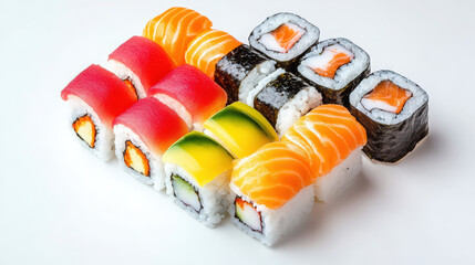 A Vibrant and Colorful Sushi Set with Fresh Fish, Premium Ingredients, and Traditional Accompaniments for the Ultimate Japanese Dining Experience