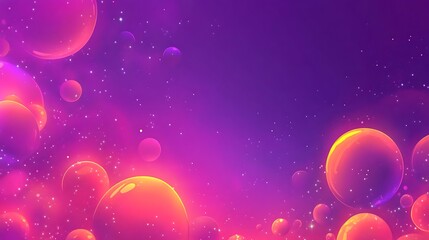 Abstract Pink and Orange Bubbles Floating in Space