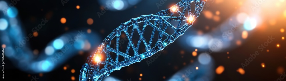 Poster close-up view of a dna double helix structure with detailed molecular representation and background