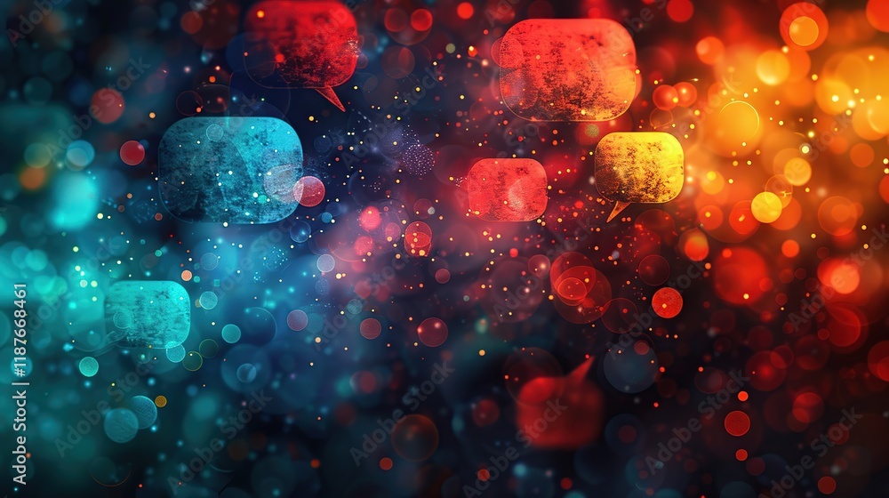 Aufkleber modern communication background with abstract speech bubbles and chat messages flow