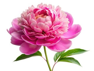 Pink Peony on White Background - Elegant Floral Image with Copy Space